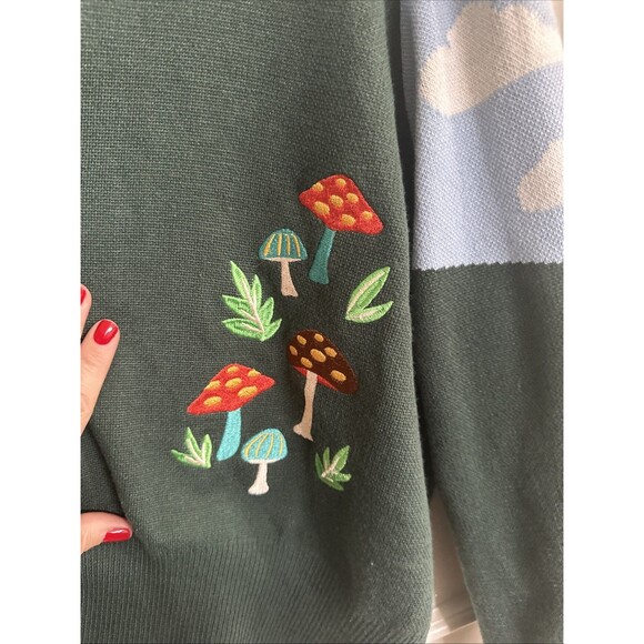 Unique Vintage Plus Size 4XL 22-24 Gnome In The Sky Cardigan Sweater Mushrooms - Picture 3 of 13